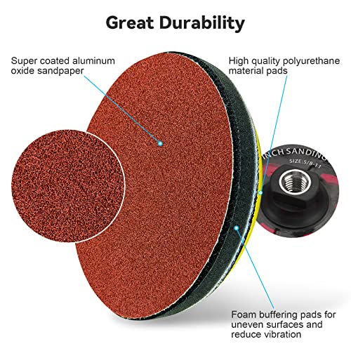Toovem A Family Of Manufacturers 5IN SANDING DISCS KIT-74P-AMZ Toovem [ 74Pcs 5 Inch ] Angle Grinder Sanding Disc, Hook And Loop Upgraded Backing Pad thumb #4