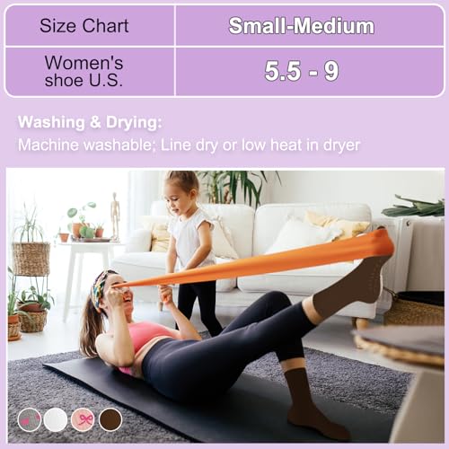 Image of Pilates Socks for Women, Non Slip Grip Socks for Yoga, Barre, Hospital, Grippy Socks Womens Gifts, 4 Pairs