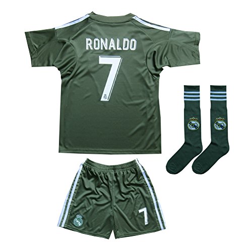 2016/2017 REAL MADRID #7 RONALDO KIDS BLUE SOCCER JERSEY & SHORTS YOUTH SIZES (12-13 YEARS)