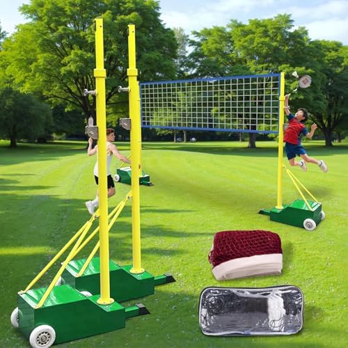 Portable Volleyball & Badminton Net Set, Height Adjustable 5-6FT, Includes Poles, Ideal for Outdoor Sports, Portable Net Stand for Adults & Youth, Green Color