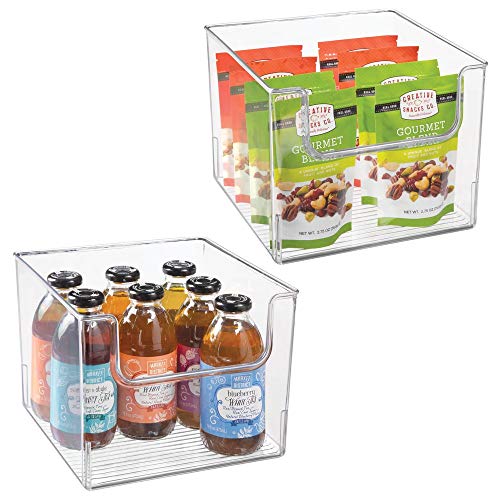 mDesign Juego de 2 cajas de almacenamiento de alimentos – Organizador de frigorífico, armario o arcón congelador con frontal abierto – Caja de plástico para frigorífico sin BPA – transparente