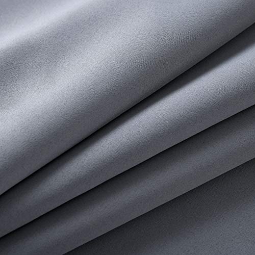 WPM Triple Weave Blackout Curtain Room Darkening 2 Panels/Drapes for Living Room, Grey Thermal Insulated Grommet Bedroom Window Draperies (Grey, 42\" W X 84\" L)
