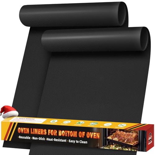 Dauerbackfolie für Backofen Hitzebeständig, 2 Stk 43x64cm Große Ofeneinlagen, Antihaft Teflon Backmatte, Backpapier Wiederverwendbar für Elektro- und Gasbackofen, BPA- und PFOA-frei, Schwarz