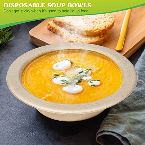 12oz Disposable Paper Bowls, 200 Pack Compostable Paper Bowls, Heavy Duty Disposable Bowls, Paper Soup Bowls Made From Sugarcane Fibers - Image 3