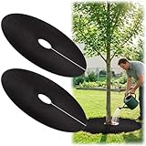 UCandy 32.5' Non-Woven Tree Mulch Ring, 2 Pack Weed Barrier Mat,Degradable Tree Mulch Used to inhibit Weed Growth and Landscape Weed Control Plant Root Protection