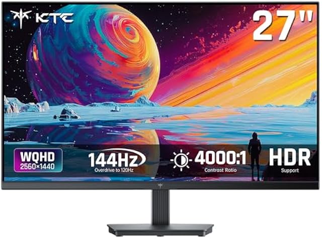 KTC 27 Inch QHD Computer Monitor, 144Hz Gaming PC Monitor, 4000:1, H27T27S