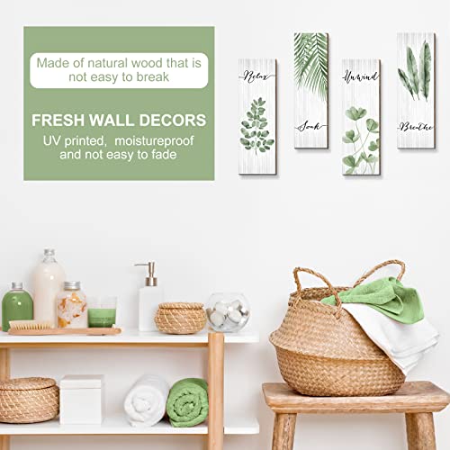 Yookeer 4 Pcs Botanical Bathroom Wall Art Decor, 15.7 x 5.2 In, Green by Yookeer - Used condition - Image 4