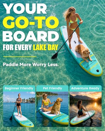 Image of HEYBOARD Inflatable Stand Up Paddle Board 10'6 inchx32 inchx6 inch Standup Paddleboard with Premium SUP Accessories & Backpack, Non-Slip Deck, Waterproof Bag, Leash, Paddle, Hand Pump