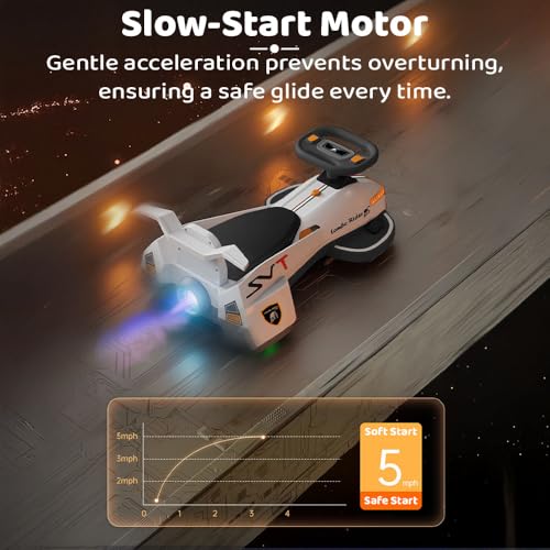 Image of StarAndDaisy Baby Magic /Swing Car for Kids Toys for 2-5 Years boy, with Acceleration Pedal & Rechargeable Battery, LED Light & Music,Twister Ride-on /car with Smoke & Backrest seat -White