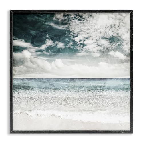 'Misty Beach Clouds Sea Shoreline Collage'| Framed Giclee Art