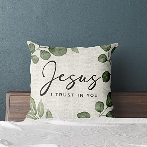 Kongmotree Bible Verse Throw Pillow Case, Blessing Gift, Scripture Art, Scripture Sayings, Bible Quote, Jesus I Trust In You, Church Gifts, Sofa Bed Living Room Porch Decoration, 18X18 Inch(Gms691) #TOP3
