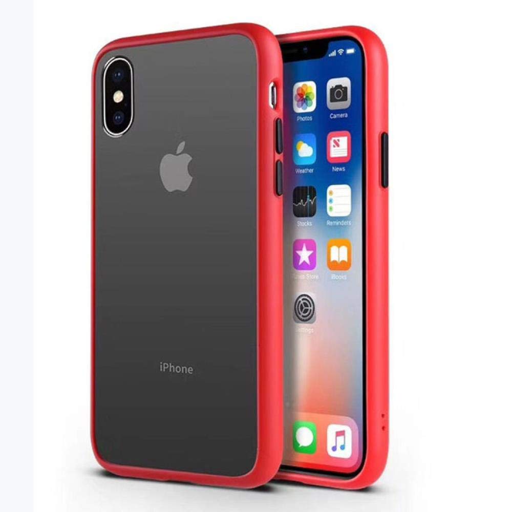 TJIAZE Phone Case For Iphone 11 Xr Xs Max X Xs 7 8 6 6S Plus Transparent Matte Hard Phone Case Protective Cover Capa-In Fitted Cases, 6Plus 6S Plus,Red