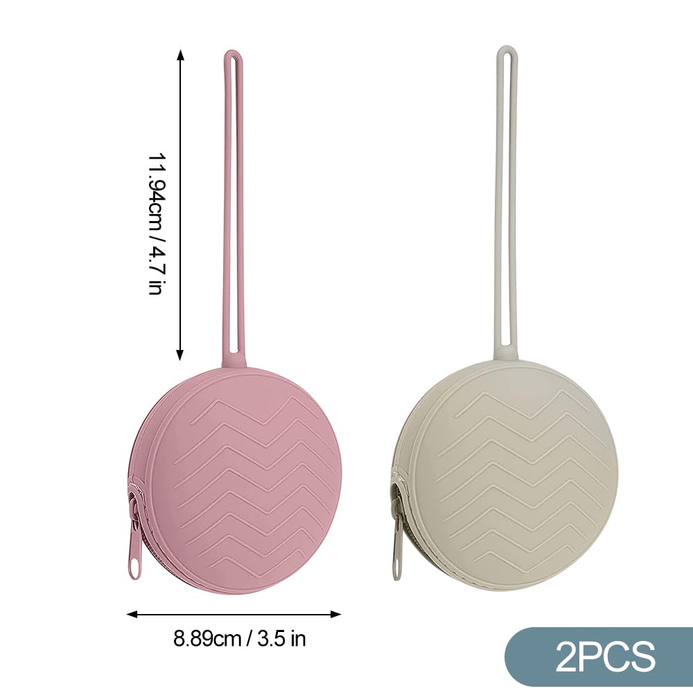 Mizikuu Boîte à Tétine Bébé Silicone, 2 Pièces Étui Porte-Sucette Sans BPA, Gris, Brun