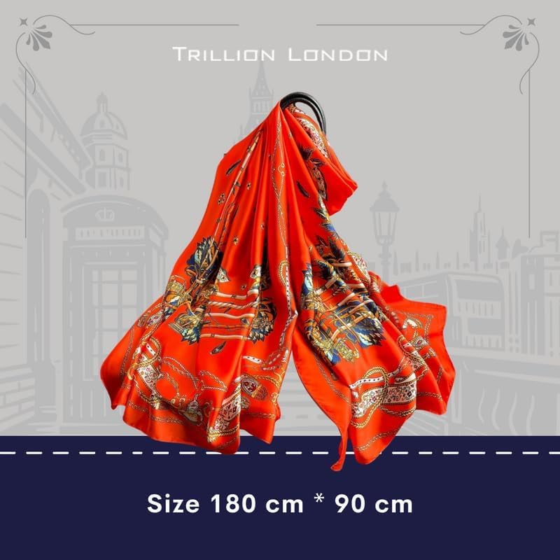 Trillion London® Spring Collection Silk Scarf - Silk Neck Scarf For Women - Ladies Lightweight Scarves Shawl Wraps 70" x 35" - Image 6
