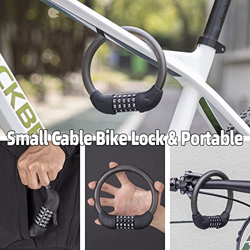 Rockbros Bike Lock 5 Digit Combination Bike Cable Lock Lightweight & Small Bike Lock For Road Mountain Bike Motorcycle Scooters #TOP4