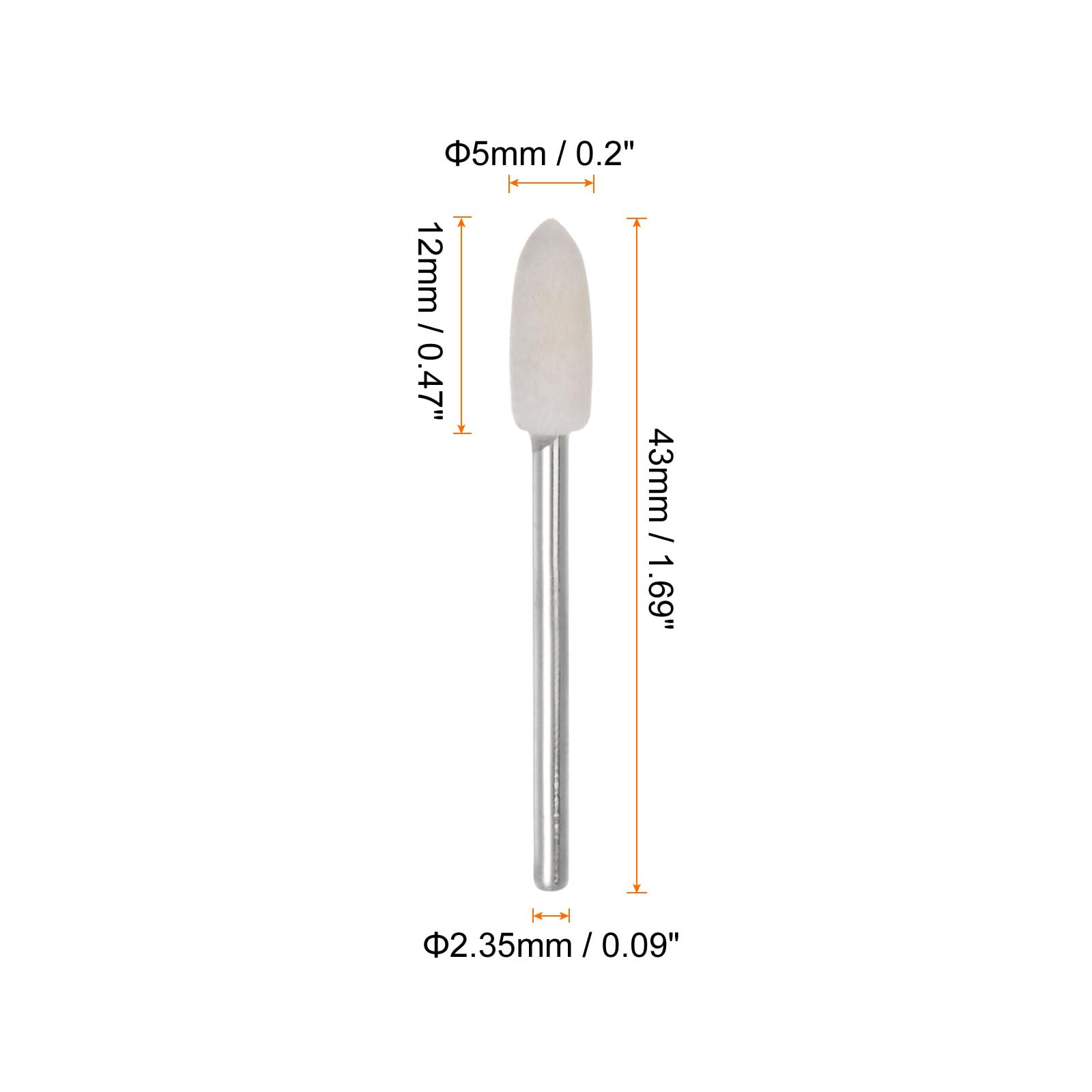 QUARKZMAN 20pz Punte Mandrino Montate Feltro Lana 5mm Testa 1/10 Pollici supporto Conico Lucidatura Punta Trapano Feltro Lucidatura Ruota per Strumento Rotante