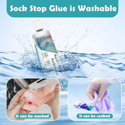 EIGTWEN Sock Stop, 100ml Sockenstopper Flüssig, 5pcs Stopper für Socken, klar, wasserfeste Stofffarbe für Sockenstopper, Kleiderbügel, Teppiche, Badezimmermatten, Sockstop ist Latexfrei und auf