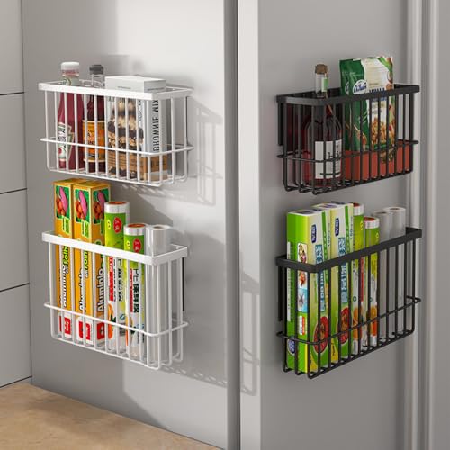 EigPluy 3 Stück Küchenschranktür-Aufbewahrungsbox,Selbstklebendes Wandmontierte Aufbewahrungsbox, Schrank/Badezimmer/Kühlschrank Kleine Gegenstände Organizer Aufbewahrungsboxen (Schwarz3)