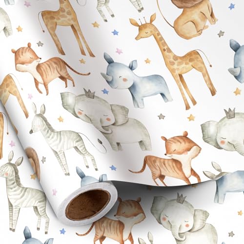 RUSPEPA Rouleau De Papier Cadeau Animaux De La Jungle Pour Garçon Et Fille, Mini Rouleau, Motif...