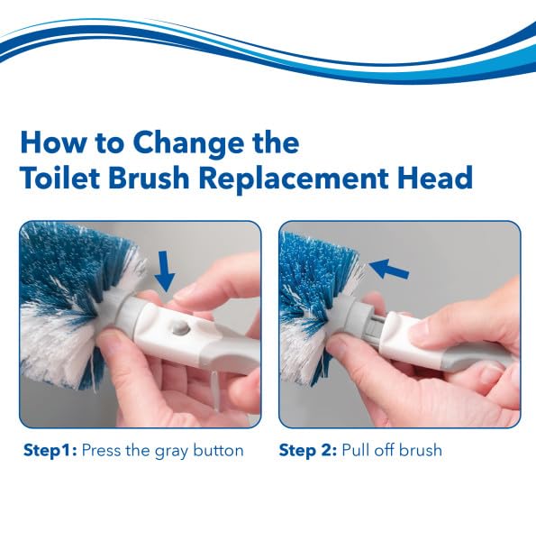 Image of Unger Toilet Brush Replacement Heads, 2 Pack, Bathroom Cleaning Supplies, Hygienic and Durable Scrubber with Non-Scratch Bristles, Scrub Hard-to-Reach Areas