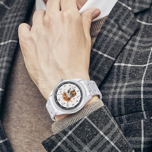 Fall Highland Cow Maple Leaves Watches Stainless Steel Band Wristwatch Business Dress Watch for Work Home4