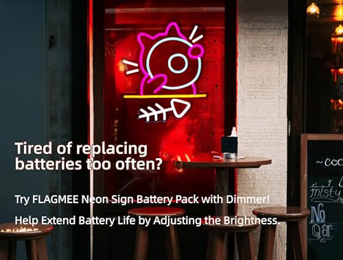 Image of Battery Pack for 5V Neon Signs with Dimmer, Portable Power Supply with Adjustable Brightness to Extend Battery Life, Convert Plug-in to Battery-Operated