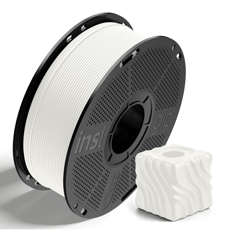 Inslogic Pre-Dried Matte PLA 3D Printer Filament 1.75mm White 1KG
