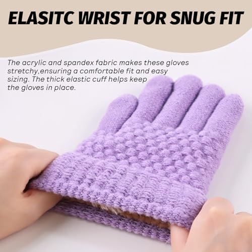Image of JANGANNSA Cold Weather Kids Gloves Warm Knitted Children Magic Glove With Fleece Lining Winter Gloves For Boys Girls
