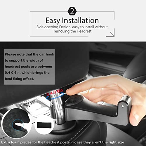 Ocube Car Hooks Car Seat Back Hooks With Phone Holder, (2 Pack) Universal Vehicle Car Headrest Hooks Hanger With Lock And Phone Bracket For Holding Phones And Hanging Bag, Purse, Cloth, Grocery-Black #TOP2