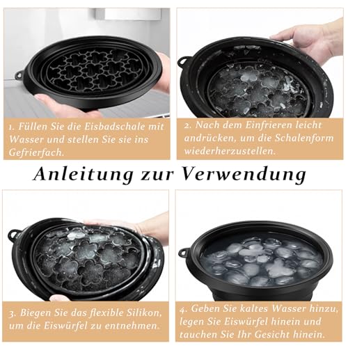 thirei Face Ice Bath Bowl, 29,5 x 23 x 10 cm Faltbares Eiswürfel für Gesicht, Eisbad Schüssel, Silicone Ice Facial Folding Washbasin, Silikon Schüssel für Gesicht Eisbad, für den Heimgebrauch​ (Lila)