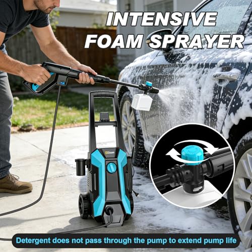 Pressure Washer, 2400W 220Bar 540L/H Electric Pressure Washers with Hose Reel & 8m Hose, Soap Bottle, Foam Nozzle & High Pressure Spray Gun for Cleaning Cars, Fences, Patios, Gardens & Driveways - Image 6