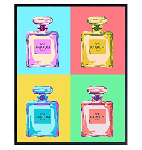 Fashion Wall Art Decor Print - Poster of No5 Perfume Bottle - Luxury Glam Gift for Couture Fashionistas - Andy Warhol Style Pop Art Home Decoration for Bathroom, Living Room, Bedroom
