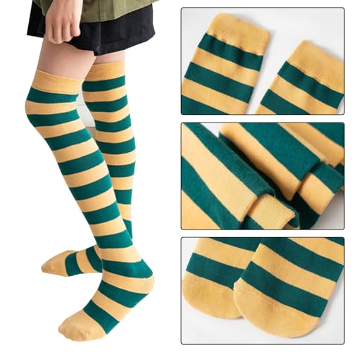 4 Pairs Striped Knee High Socks for Kids,Striped Thigh High Socks for Girls,Toddler Calf Athletic Sock2