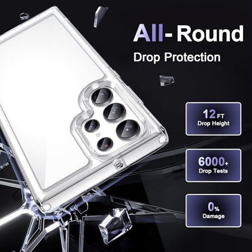 Image of Case for Samsung Galaxy S23 Ultra 5G, Military Grade Drop Protection Phone Case, Yellowing Resistant, Anti-Scratch Hard PC Back, Shockproof Hard Ultra-Thin Protective Cover, Clear