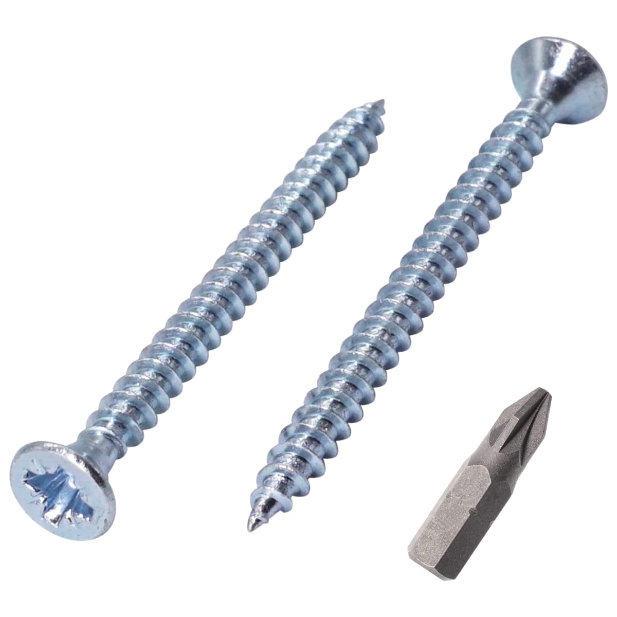 SKIR'CO (Pack of 400 pcs) Zinc Plated Steel 3.5 x 45 mm Silver Wood Screws, Pozidriv Countersunk Head, Chipboard Screws