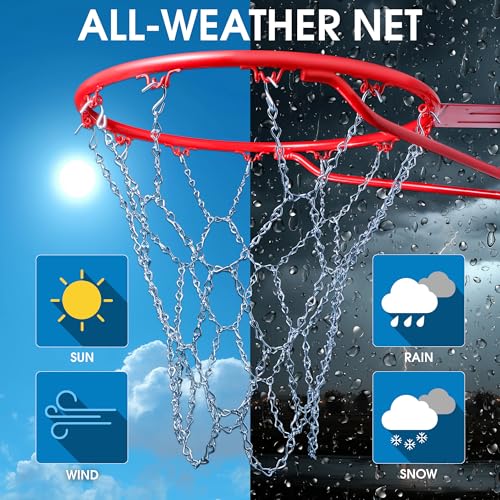 Cannon Sports Heavy Duty Chain Basketball Net – Rust Proof, All Weather Metal Net Replacement - Official Standard 12-Loop Metal Net for Indoor/Outdoor Basketball Rims - Thumbnail 3