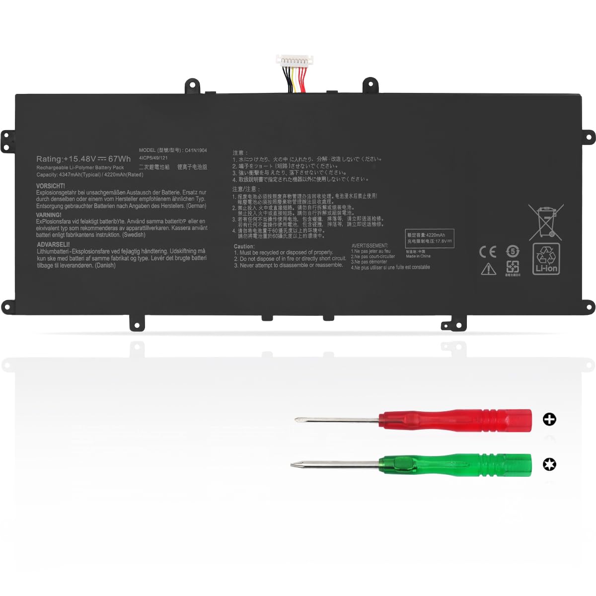 67Wh C41N1904 C41N1904-1 Batterie pour ASUS ZenBook UX325E UX325EA UX325J UX325JA UX425E UX425EA UX425J UX425JA UX363J UX363JA UX363EA S435E UX371E UM425I UM425IA UM325U UX393EA BX325JA
