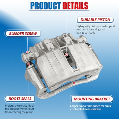 Zecnaud Brake Caliper Assembly Compatible with GMC 2003-2006 Sierra 1500 2000-2006 Yukon XL 1500 Yukon for Cadillac 2003-2006 Escalade ESV Disc Brake Caliper Rear Pair with Bracket 18B4765 18B4764 by Zecnaud - Image 2