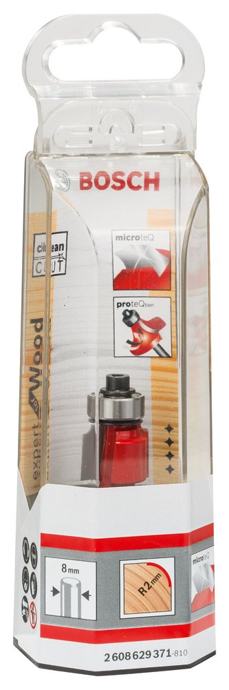 Bosch 1x Frez do zaokrągleń Expert for Wood (Kąt 2 mm, Długość robocza 12.7 mm, Professional Osprzęt do frezarek ręcznych, frezarek ręcznych)