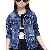 Denim Jackets Girl Denim Jackets Classic Basic Button Down Coat Girls’ Outwear (9-10Y 01 Dark...