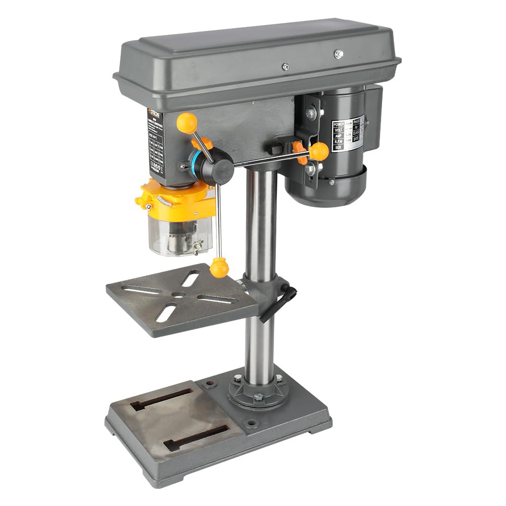 Campana de banco de trabajo de columna 500 W 230 V 9 velocidades de rotación 280 a 2350 rpm Diámetro de perforación máx. 16 mm 50 mm Distancia del husillo MT2 Ideal para trabajos de perforación Recycled Claim Standard Blended