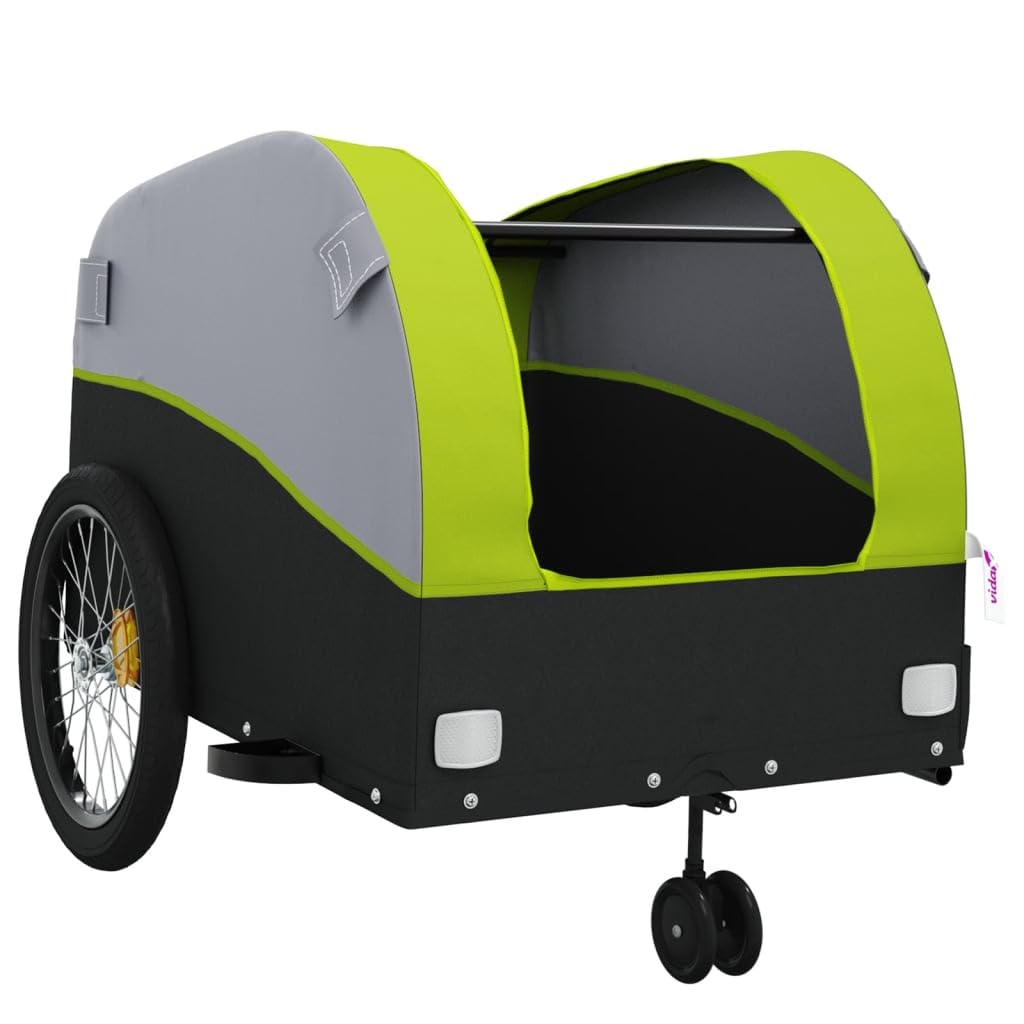 Mangloder Fahrradanhänger Schwarz Blau Eisen robuster Lastenanhänger mit Deichsel, Sicherheitsflagge, faltbar, ideal für Transport, Camping, Ausflug, Familie, Gepäck, Hunde, Kinder, Einkauf
