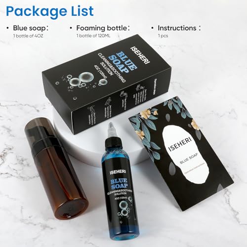 ISEHERI Ultra Concentrated Blue Tattoo Soap 4OZ with Foaming Bottle 120ml, Tattoo Soap Tattoo Supplies for Tattoos Piercings, Clean Skin Equipment - Thumbnail 2