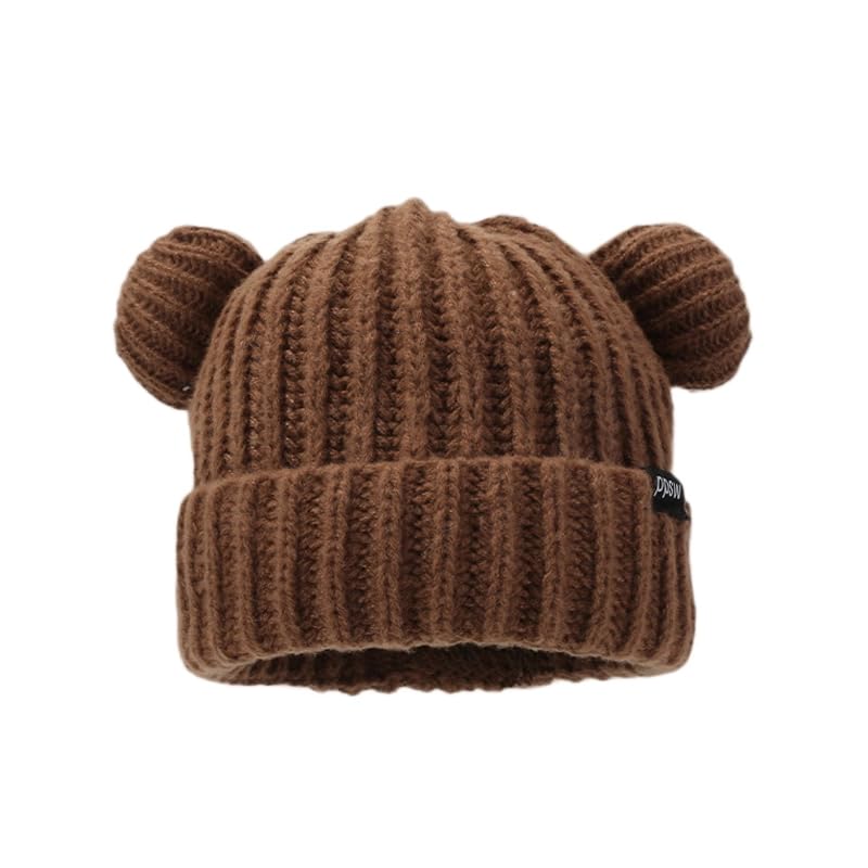 Crochet Hats Bear Beanie with Ears Hat Cute Warm Cozy Winter Slouchy Panda Animal Hats Smokey The Bear Hat