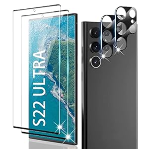 Galaxy S22 Ultra Screen Protector [2+2 Pack] Camera Lens Protector, Fingerprint Unlock Support, HD Tempered Glass, Touch…