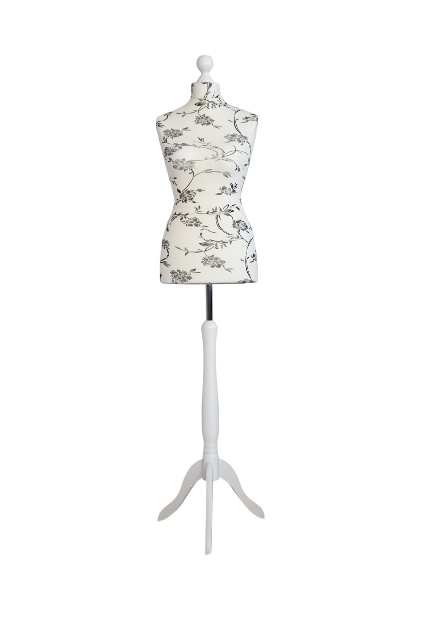 Generic LUSORIA Manichino da sarto, busto sartoriale femminile Ecru - Fiori neri/triplo bianco (XS 34/36), RH9FWJ0FI