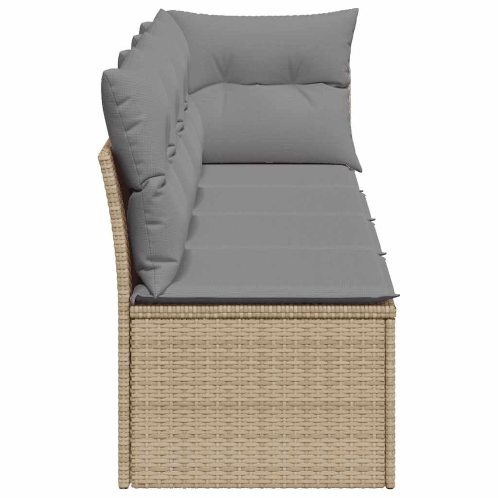 Divano da Giardino 4 Posti, Set Angolare in Polyrattan Beige, con Cuscini Sfoderabili, Design Modulare, Salotto da Giardino Esterno, per Terrazzo e Giardino, Colore Beige, 227 x 62 x 69 cm