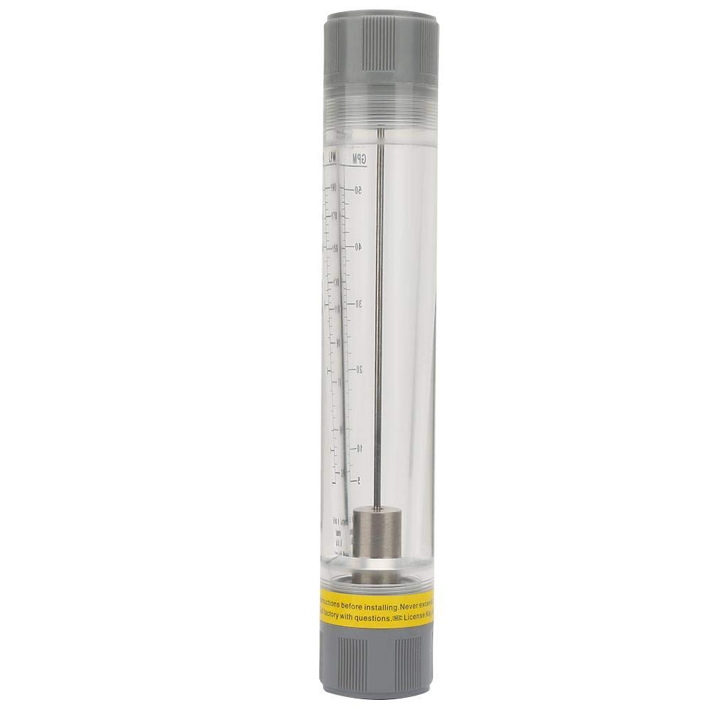 Caudalímetro líquido, LZM-25G Rotámetro tipo tubo acrílico para medir el caudal de agua, 5-35 GPM y 20-140 LPM (rosca interna de 1 pulgada)