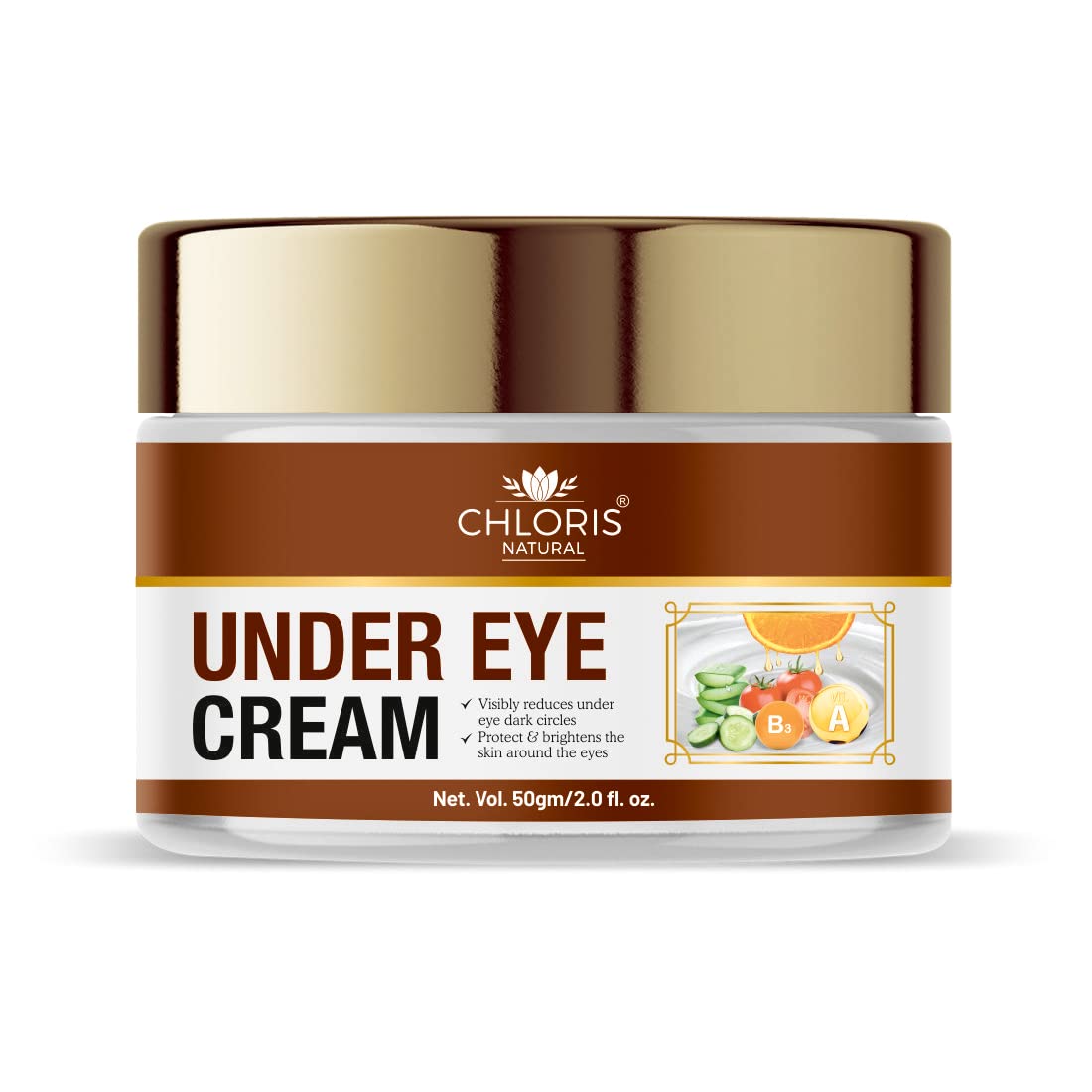 CHLORIS NATURAL Organic EyeLift Hydrating Natural Under Eye Cream Gel for Dark Circles, Puffy Eyes, Wrinkles & Removal of Fine Lines for Women & Men, 50 gm