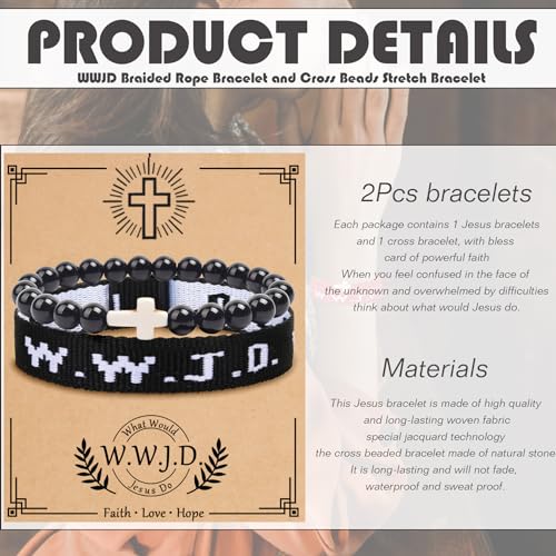 COLOYAN WWJD Bracelet Christian Cross Bracelets for Women Men Jesus Bracelets Faith Religious Easter Christian Jewelry2